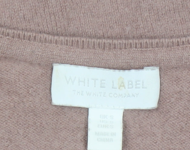 The White Company Women’s Brown Cashmere V-Neck Jumper Size S
