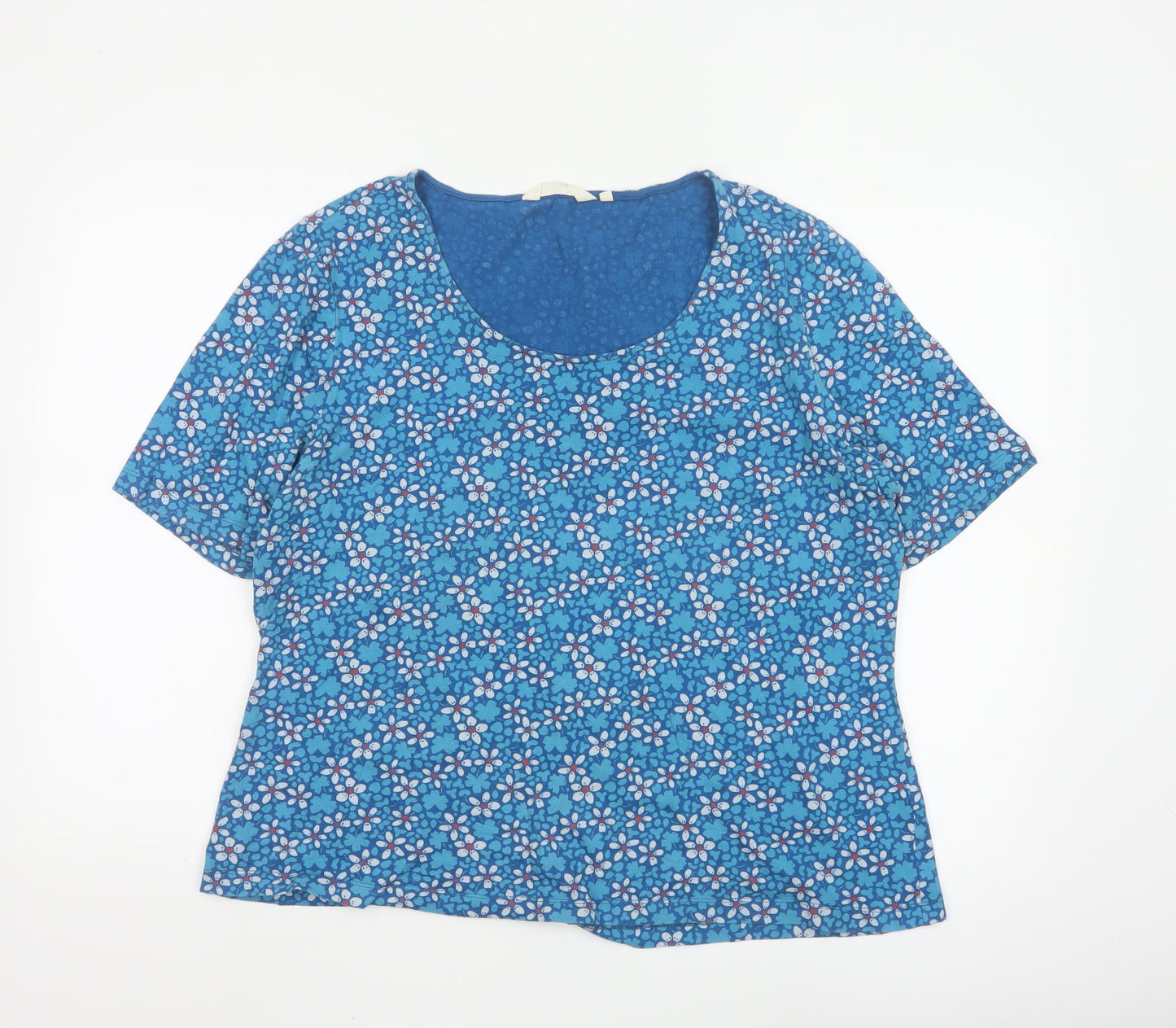 Seasalt Cornwall Women’s Blue Floral Organic Cotton T-Shirt UK 20