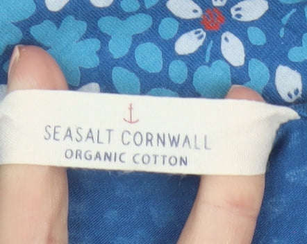 Seasalt Cornwall Women’s Blue Floral Organic Cotton T-Shirt UK 20