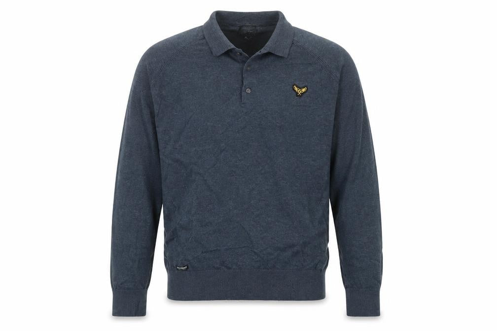 Threadbare Men's Blue Collared Henley XL Cotton Knit Jumper
