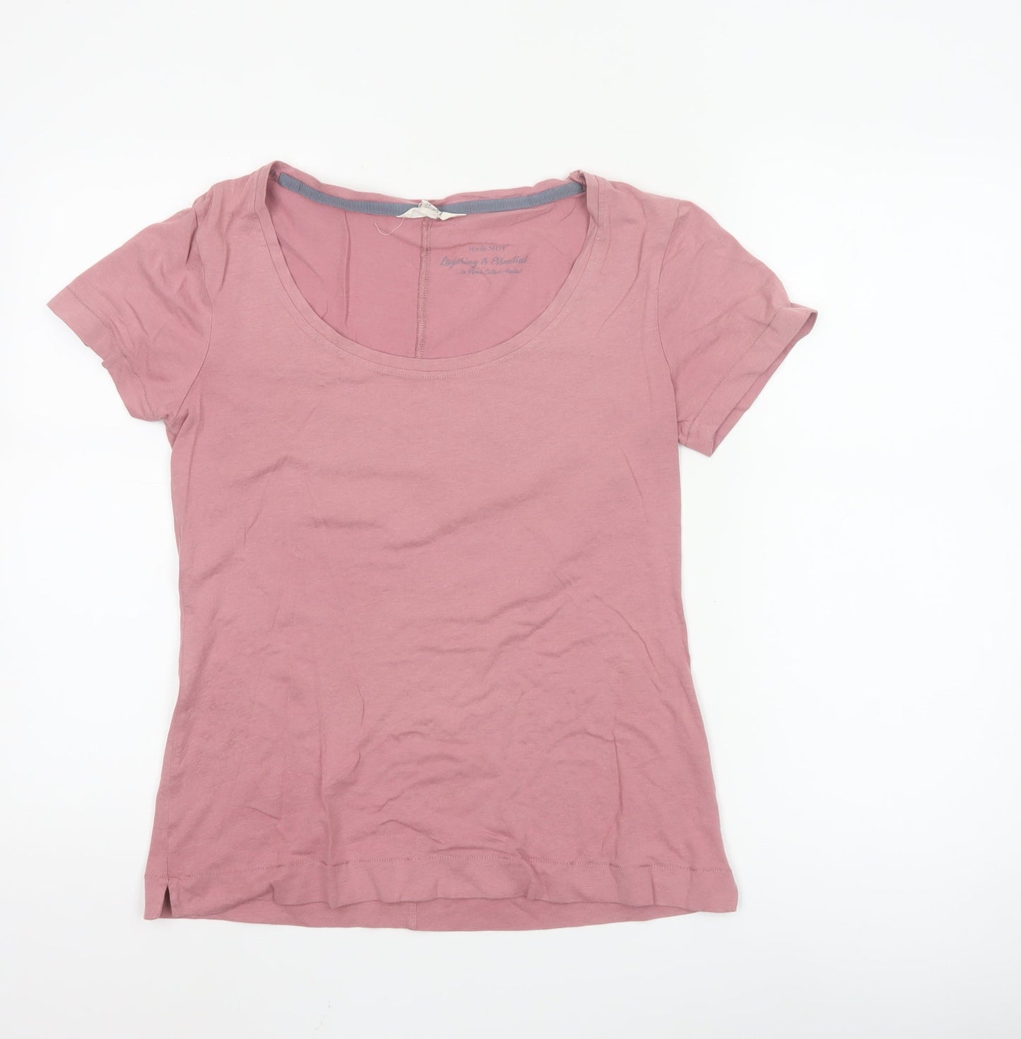 White Stuff Womens Pink Short Sleeve Scoop Neck Cotton Modal T-Shirt Size 12