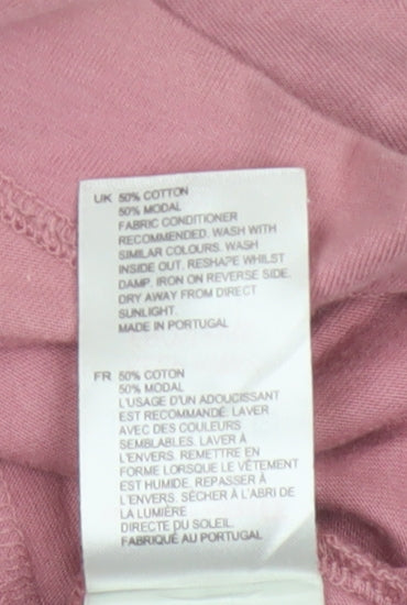 White Stuff Womens Pink Short Sleeve Scoop Neck Cotton Modal T-Shirt Size 12