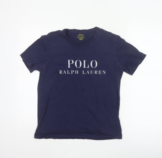 Ralph Lauren Boys Blue Logo Cotton T-Shirt Size S Short Sleeve