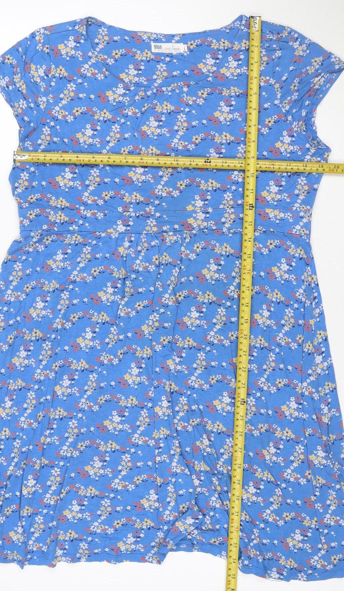 Seasalt Cornwall Women’s Blue Floral Fit & Flare Dress Size 12