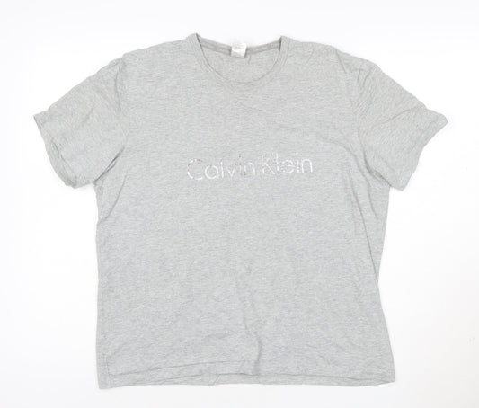Calvin Klein Women's Grey Cotton Logo T-Shirt Size L