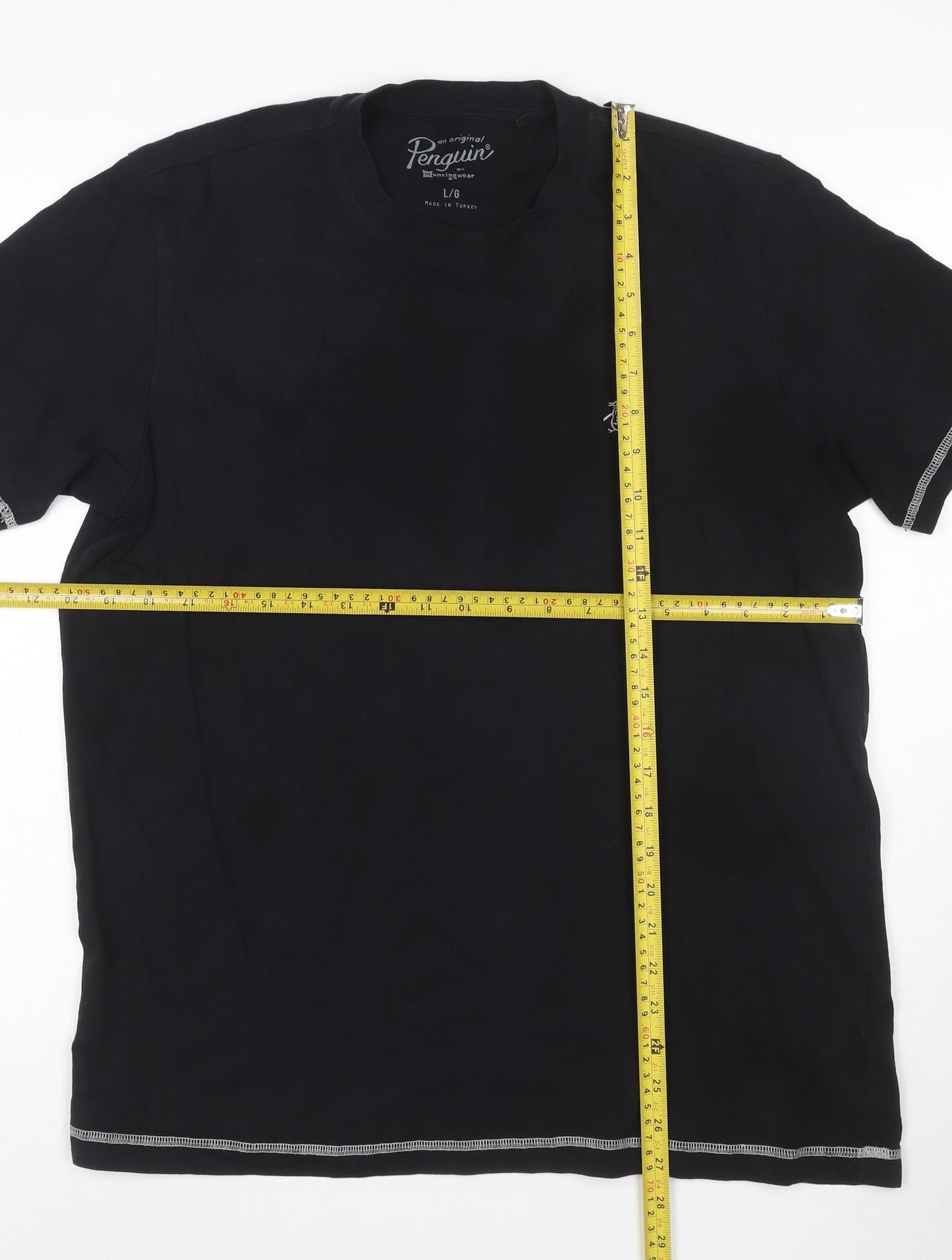 Original Penguin Men's Black Cotton Crew Neck T-Shirt L Short Sleeve