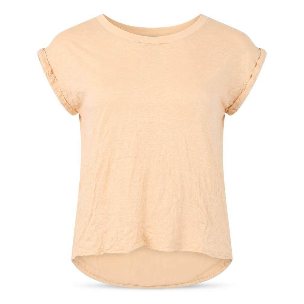 Marks & Spencer Autograph Women's Beige Linen Blend Short Sleeve T-Shirt UK 12