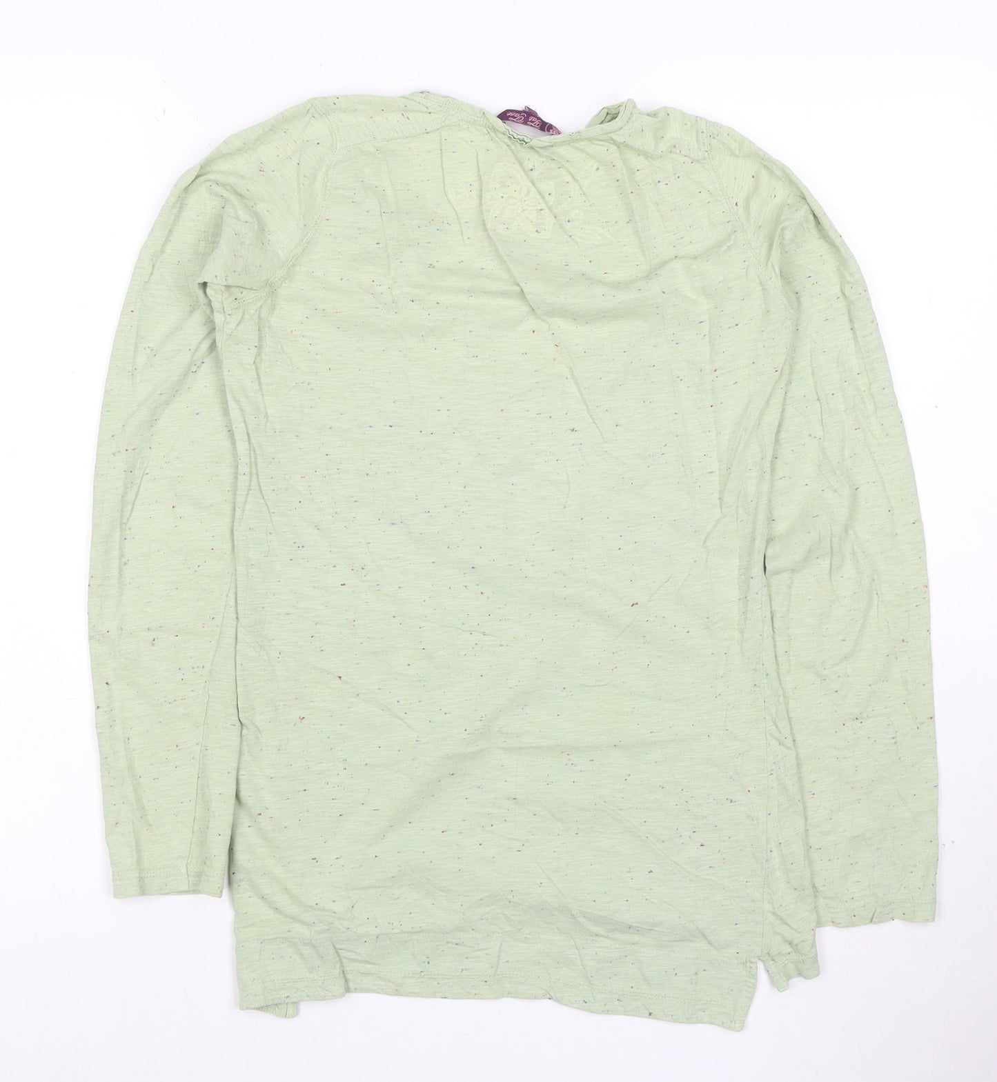 Fat Face Women's Green Long Sleeve Henley Cotton T-Shirt Size 16