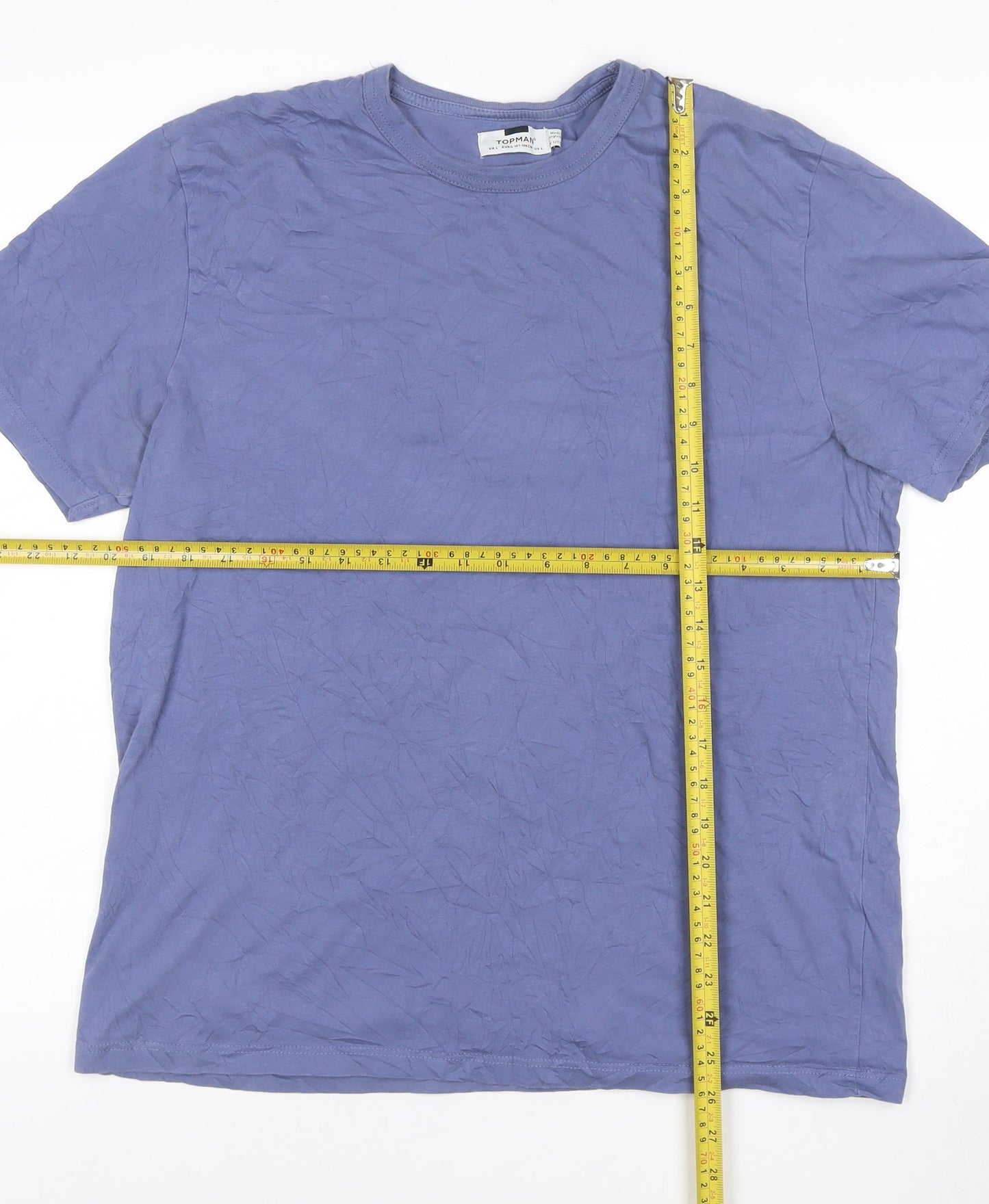 Topman Men's Blue Cotton Crew Neck T-Shirt Size XL Classic Fit