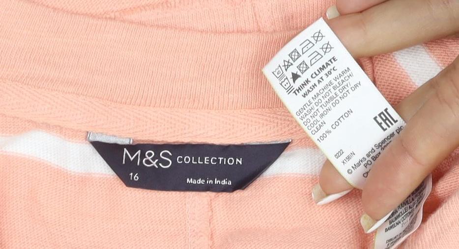 Marks and Spencer Womens Pink Striped Cotton Tank Top Size 16