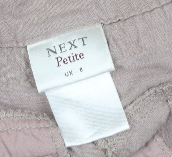 Next Women’s Beige Linen Blend Petite Wide-Leg Cropped Trousers UK 8