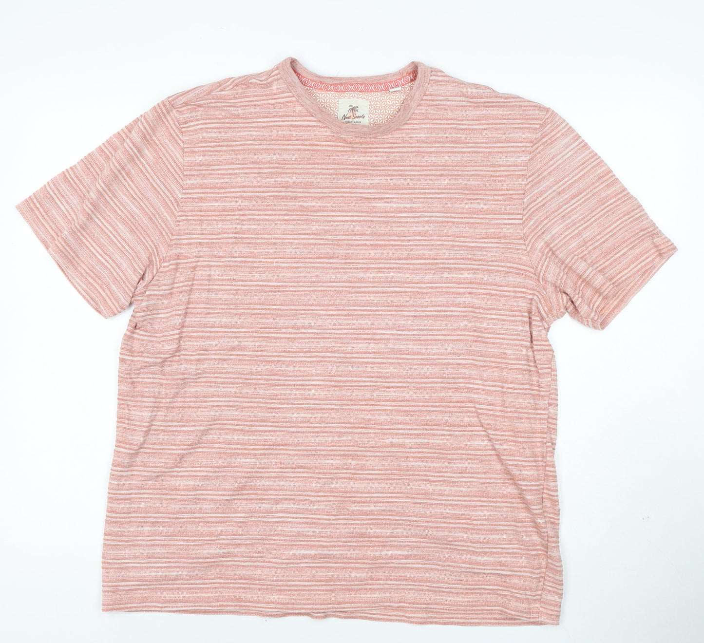 Noah's Ark Women’s Pink Striped Cotton Blend Short Sleeve T-Shirt XL
