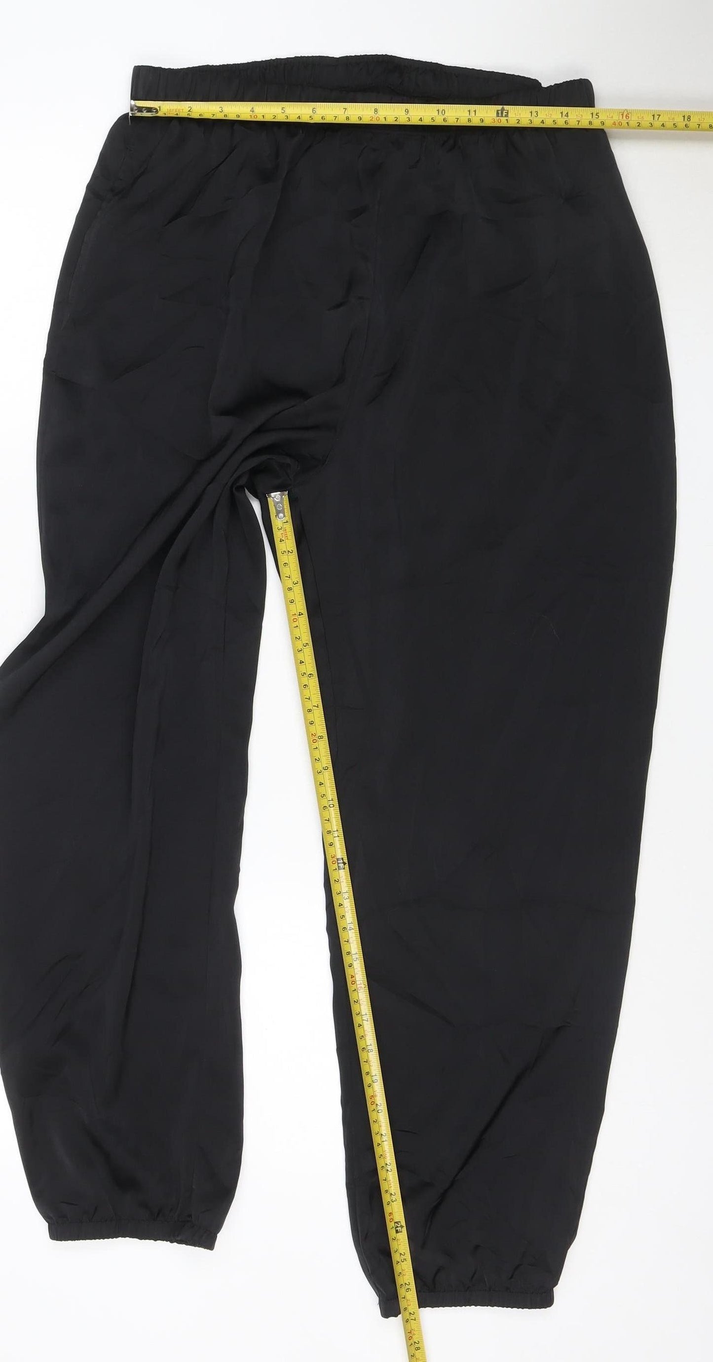 Uniqlo Women Black Polyester Elastic Waist Relaxed Harem Trousers Size 14