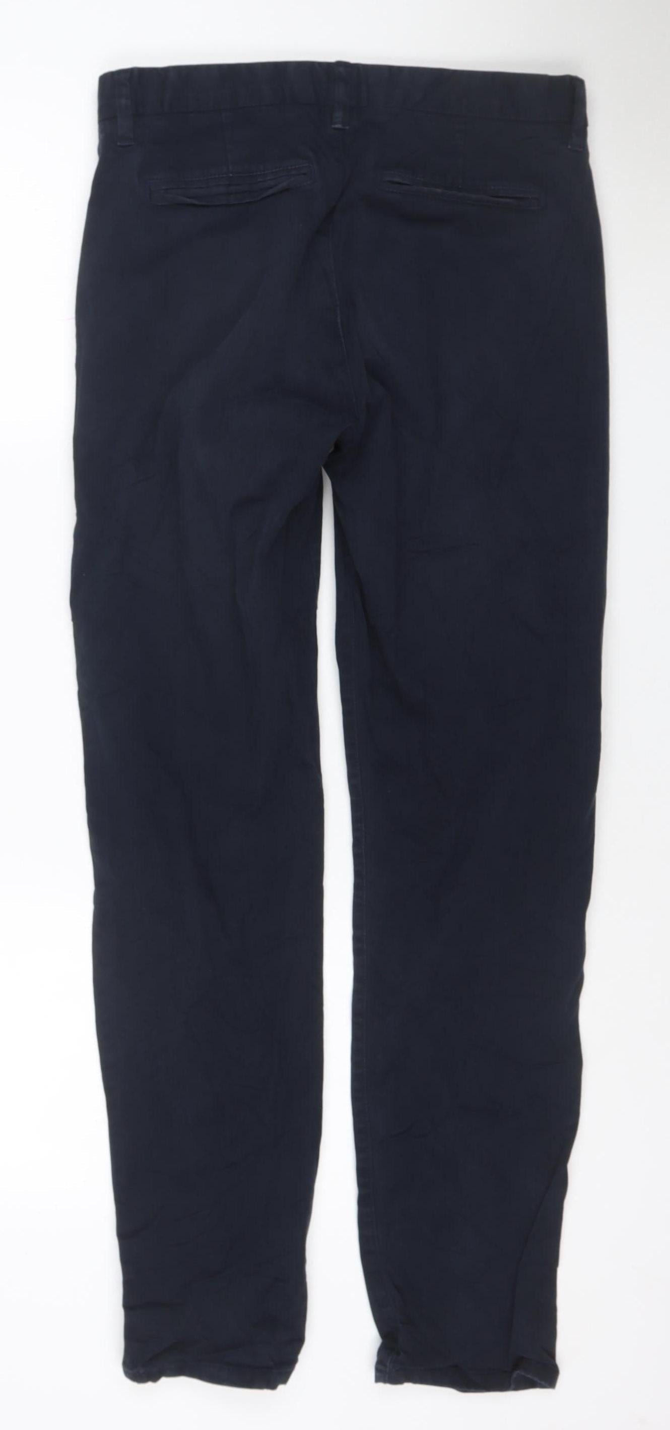 Next Men's Blue Chino Trousers 30W 31L Regular Fit Cotton