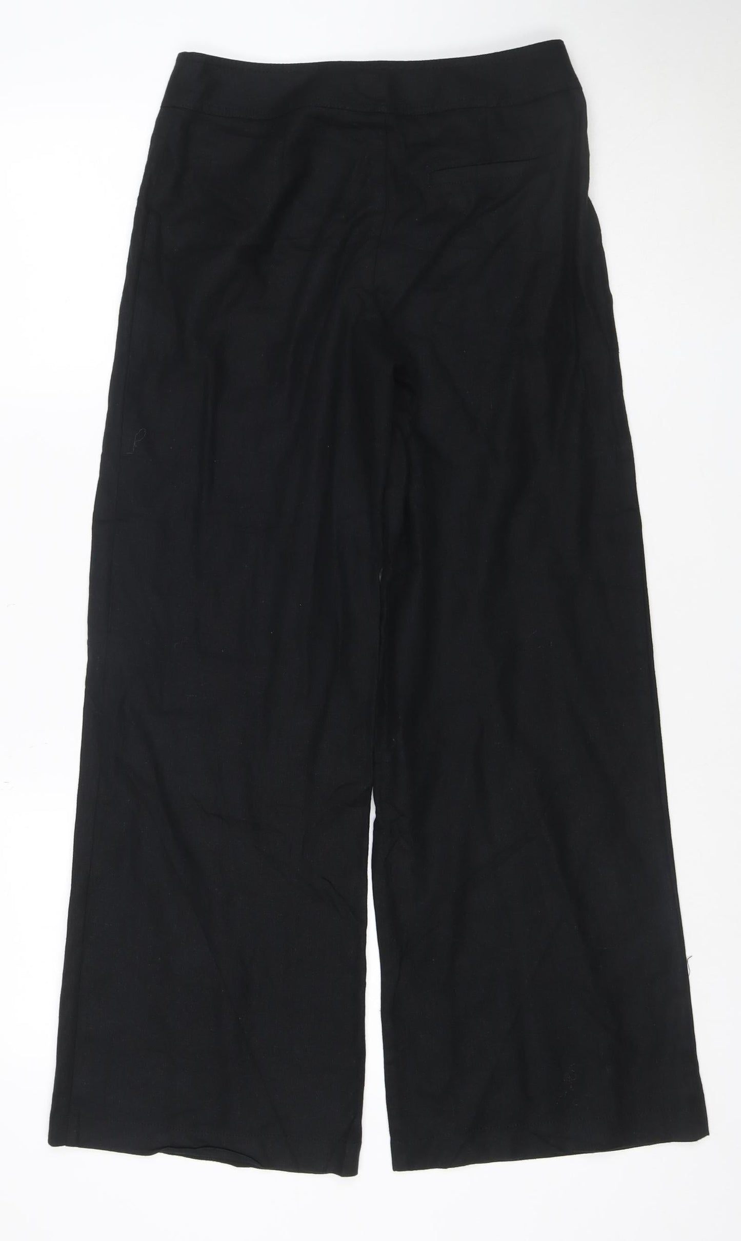 Marks and Spencer Women's Black Linen Blend Wide Leg Trousers Size 8