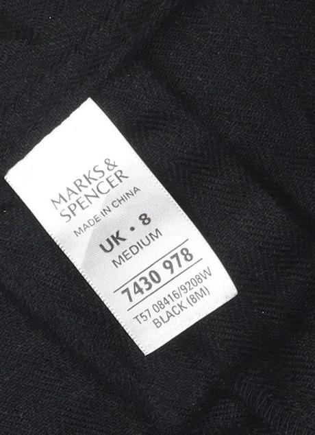 Marks and Spencer Women's Black Linen Blend Wide Leg Trousers Size 8
