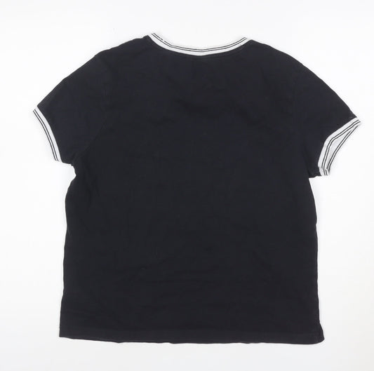 Jack Wills Women's Black Ringer T-Shirt Size M