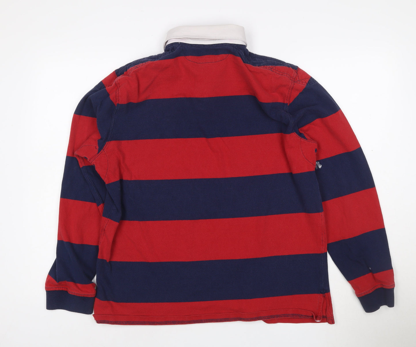 Ralph Lauren Men's Red Navy Striped Long Sleeve Polo Shirt Size L