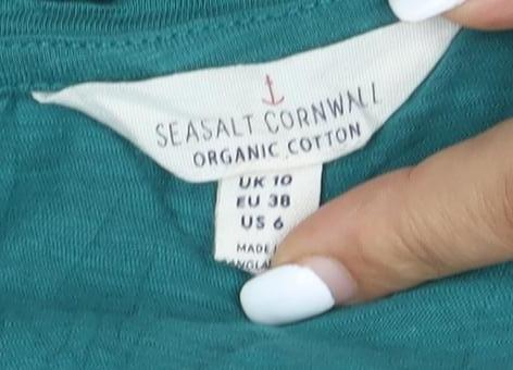 Seasalt Cornwall Women's Green Organic Cotton T-Shirt Size 10