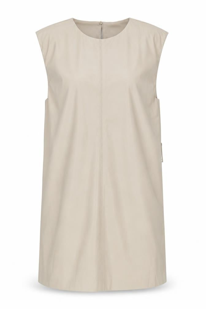 Zara Women Beige Shift Dress Size 8 Sleeveless Minimalist Style