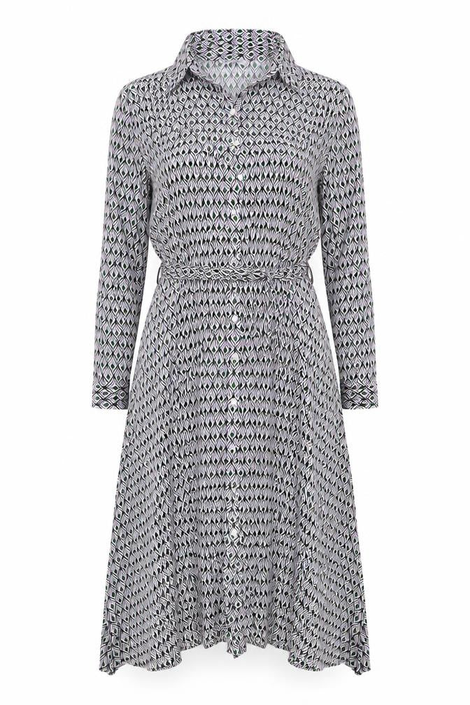 Stradivarius Women’s Multicoloured XS Geometric Long Sleeve Shirt Dress