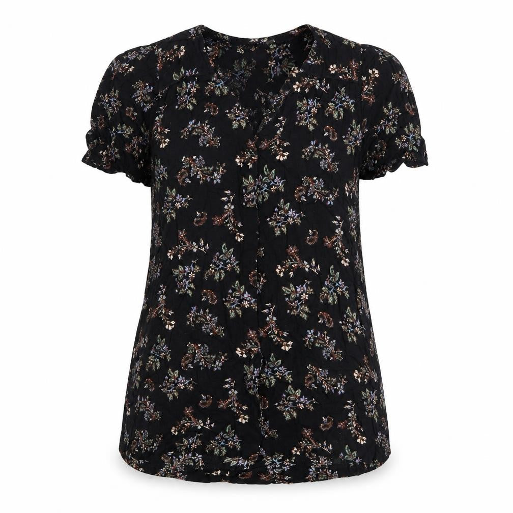 FatFace Womens Black Floral Viscose Tunic Blouse UK 10