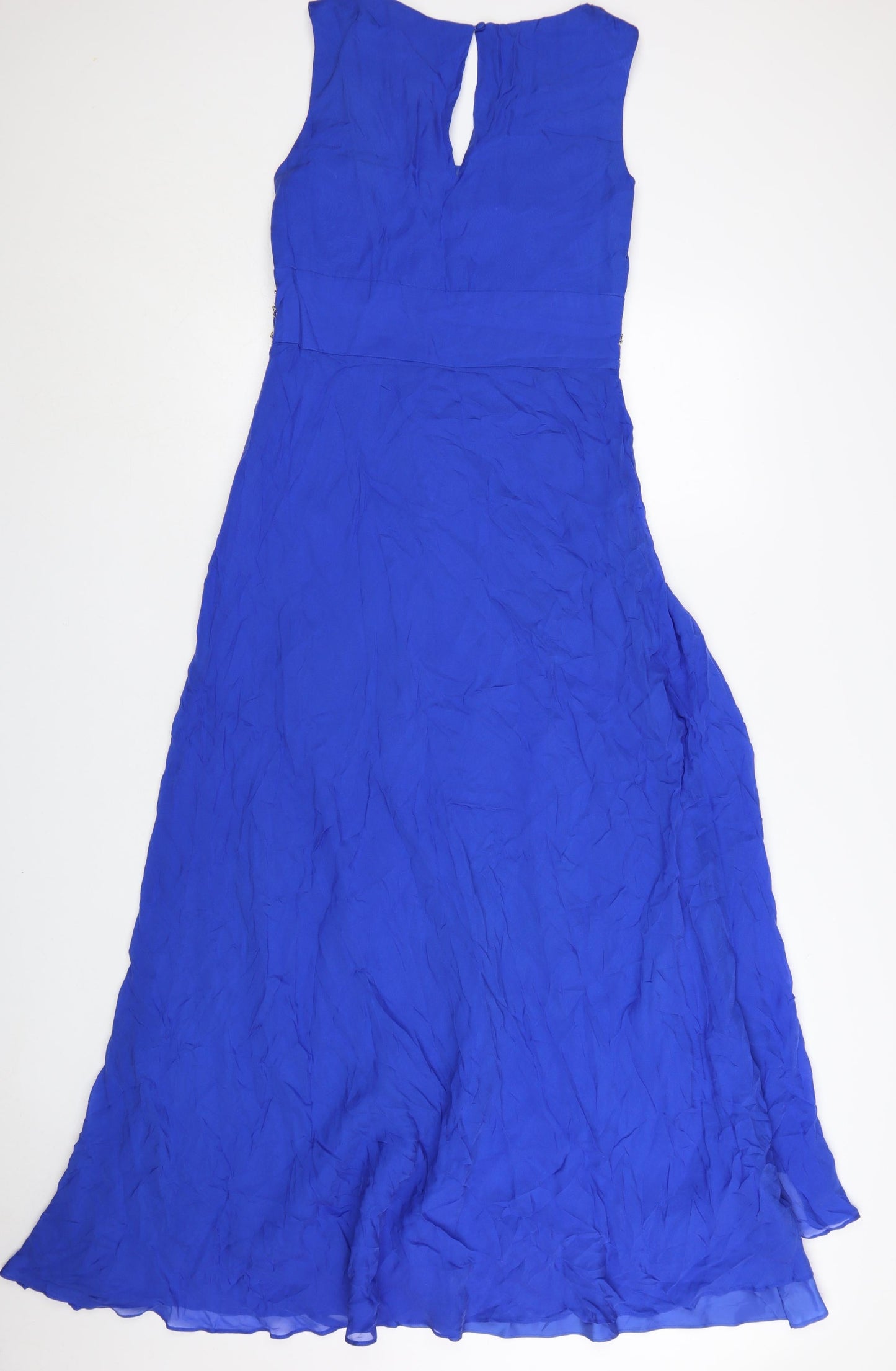 Monsoon Women’s Blue Silk Beaded Midi A-Line Dress Size 12