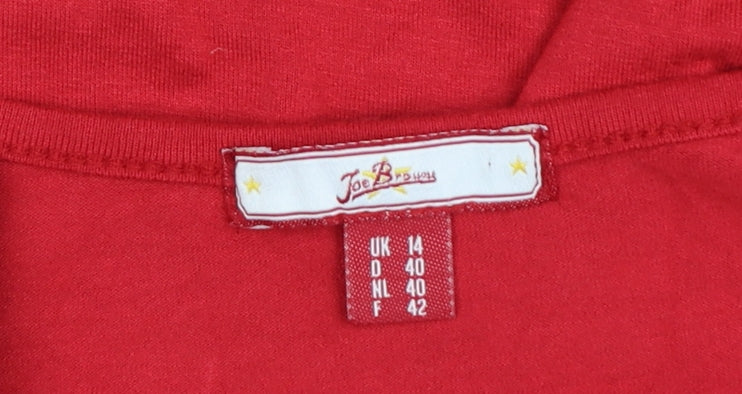 Joe Browns Womens Red Size 14 A-Line Embroidered Jersey Dress