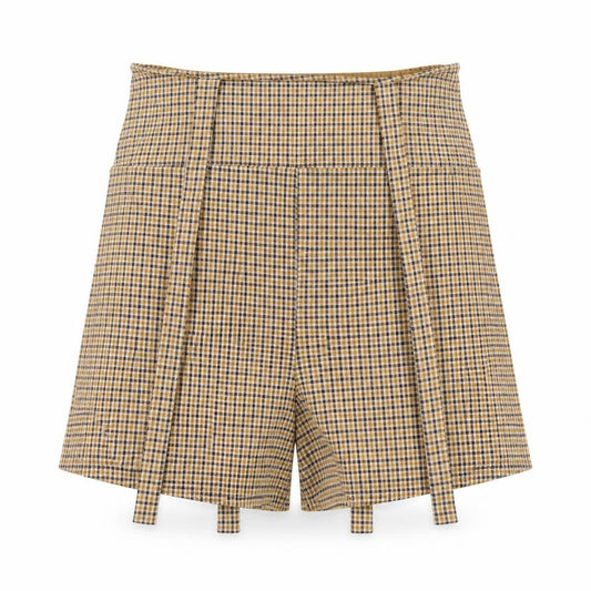 Front view of ASOS Women’s Multicoloured Check Paperbag Shorts, size UK 14