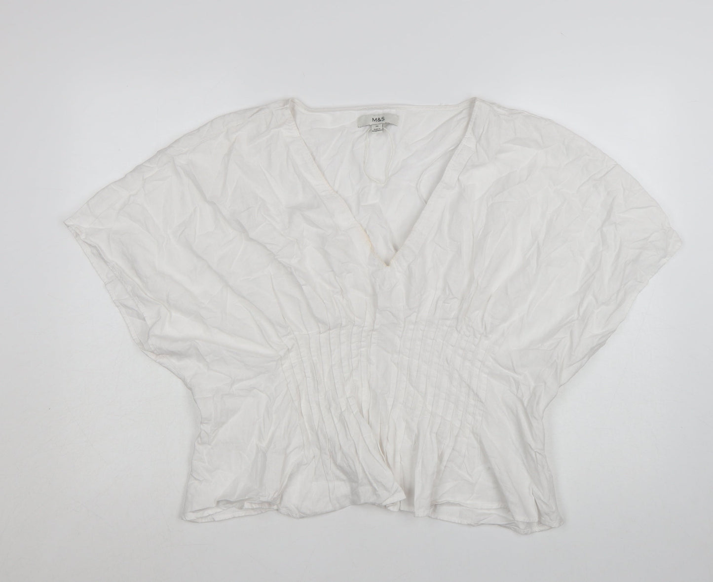 Marks and Spencer Women's White Cotton V-Neck Tunic Blouse Size 20