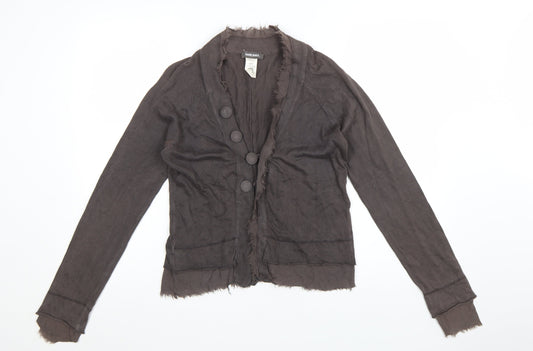 Diesel Womens Brown Cotton Cardigan L Long Sleeve Button Front