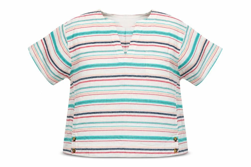 Monsoon Women’s Multicoloured Striped Linen Blend Tunic Blouse L