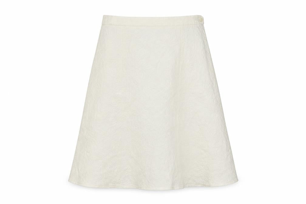 Front view of Roman Originals Women Ivory Floral A-Line Knee Length Skirt, size 12