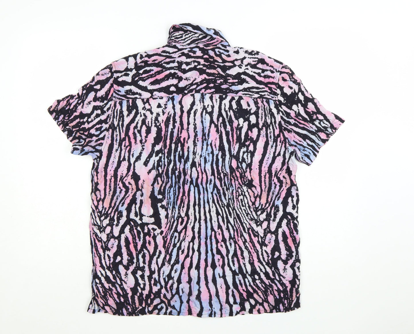 Topman Men’s Multicoloured Animal Print Short Sleeve Button-Up Shirt Size M