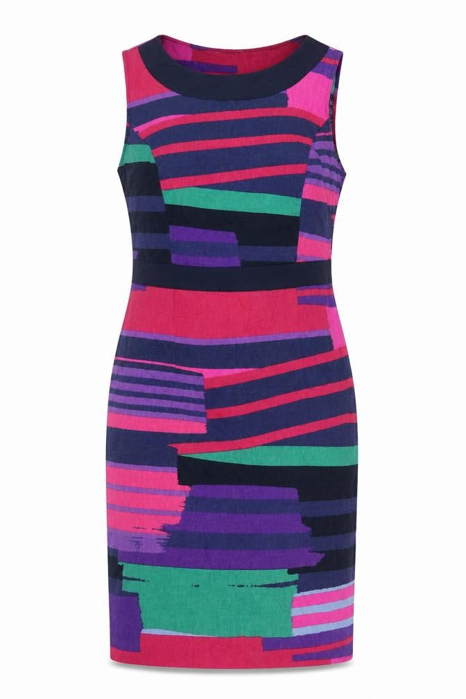 Marks & Spencer Per Una Women's Multicoloured Size 14 Linen Sheath Dress