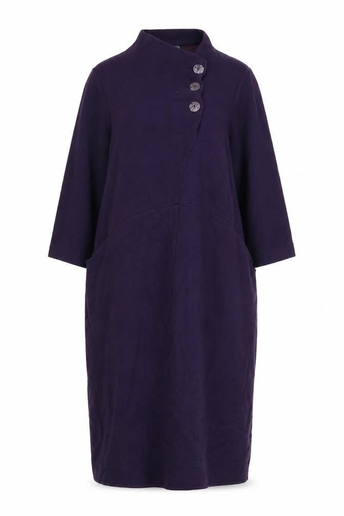 Sahara Women Purple Knee Length Shift Dress S 3/4 Sleeve Button