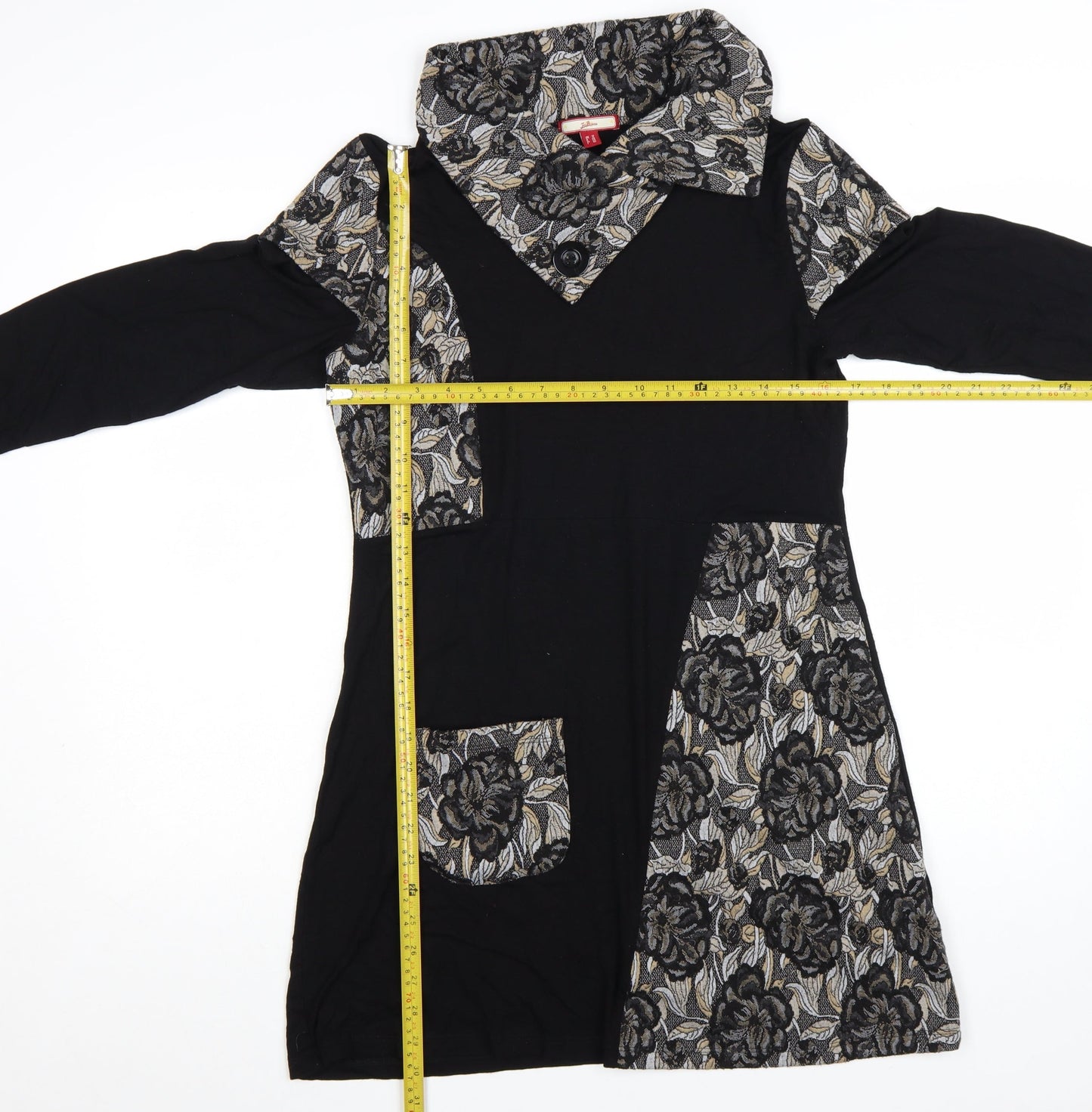 Joe Browns Women’s Black Floral A-Line Collared Long Sleeve Dress Size 12