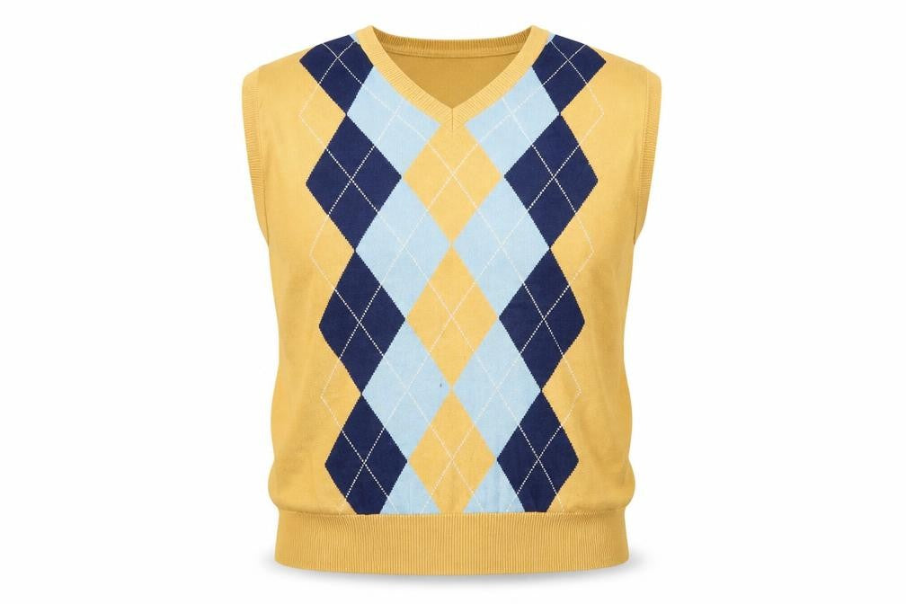 Pebble Beach Men's Yellow Argyle Cotton Golf Vest M