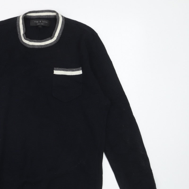 Additional view of Rag & Bone Men's Black Knit Crew Neck jumper, size L
