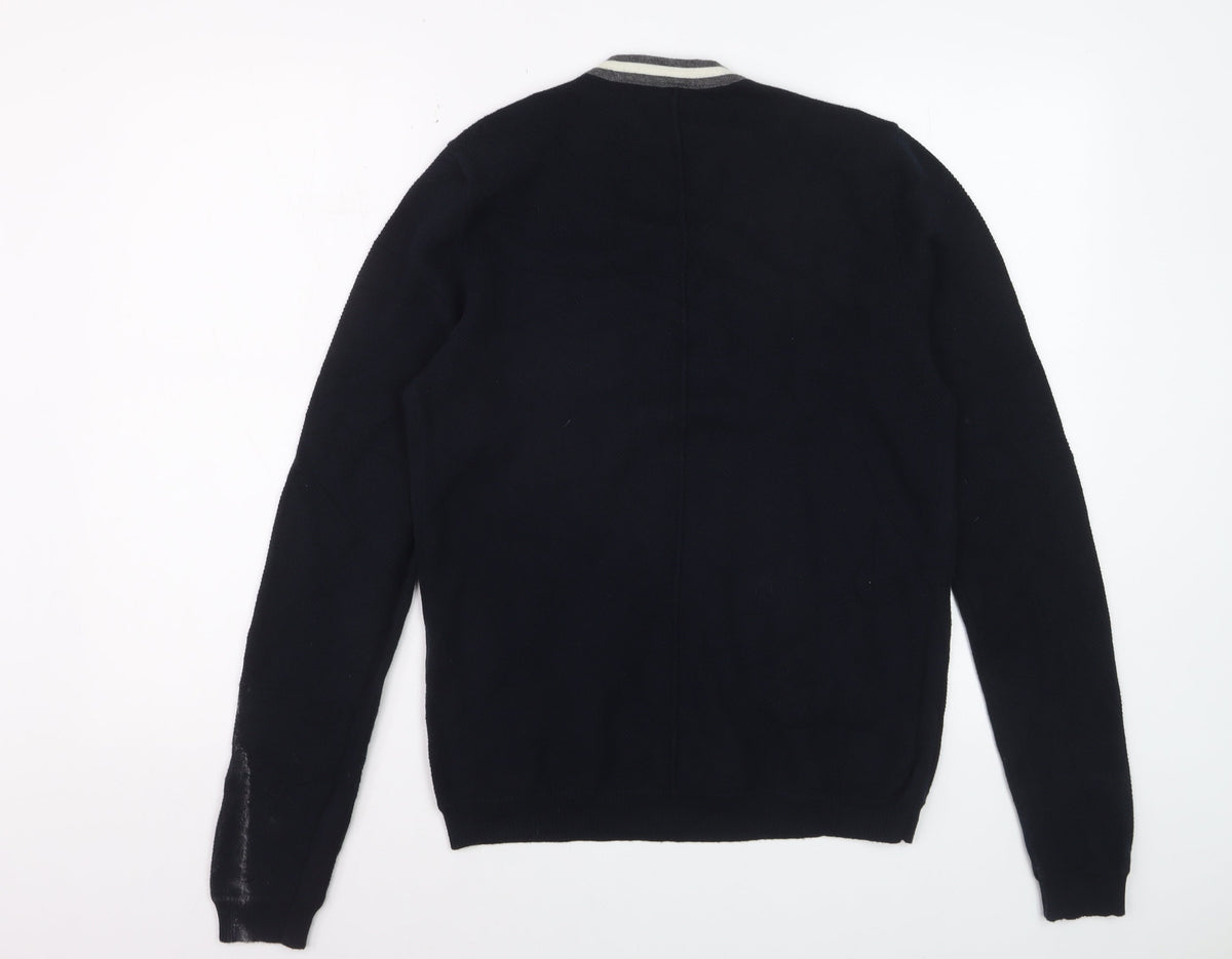 Brand and care label for Rag & Bone Men's Black Knit Crew Neck jumper, size L