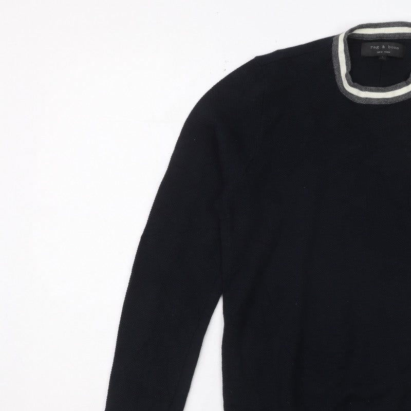 Additional view of Rag & Bone Men's Black Knit Crew Neck jumper, size L