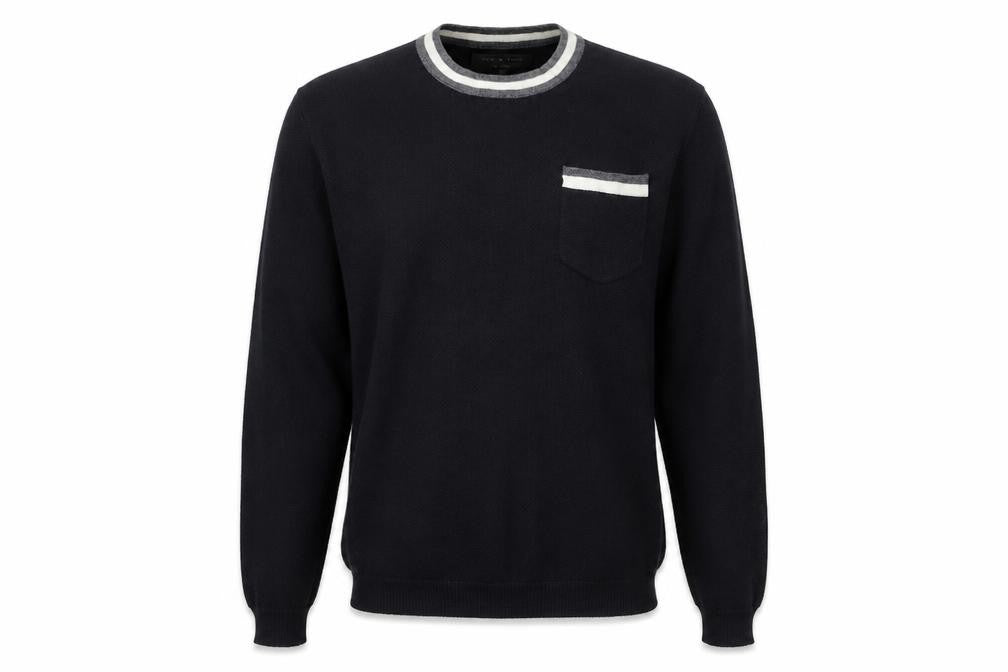 Front view of Rag & Bone Men's Black Knit Crew Neck jumper, size L
