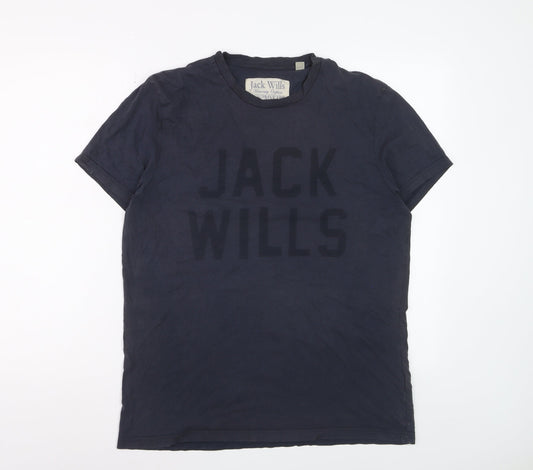Jack Wills Men's Blue Cotton Crew Neck Short Sleeve T-Shirt M