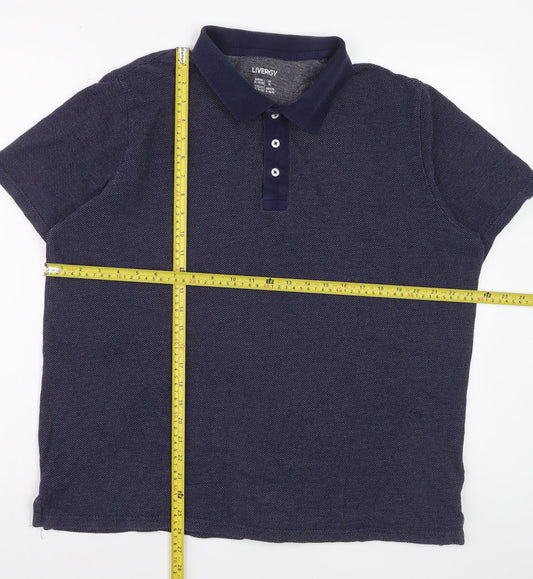 Livergy Men’s Blue Cotton Short Sleeve Polo Shirt XL