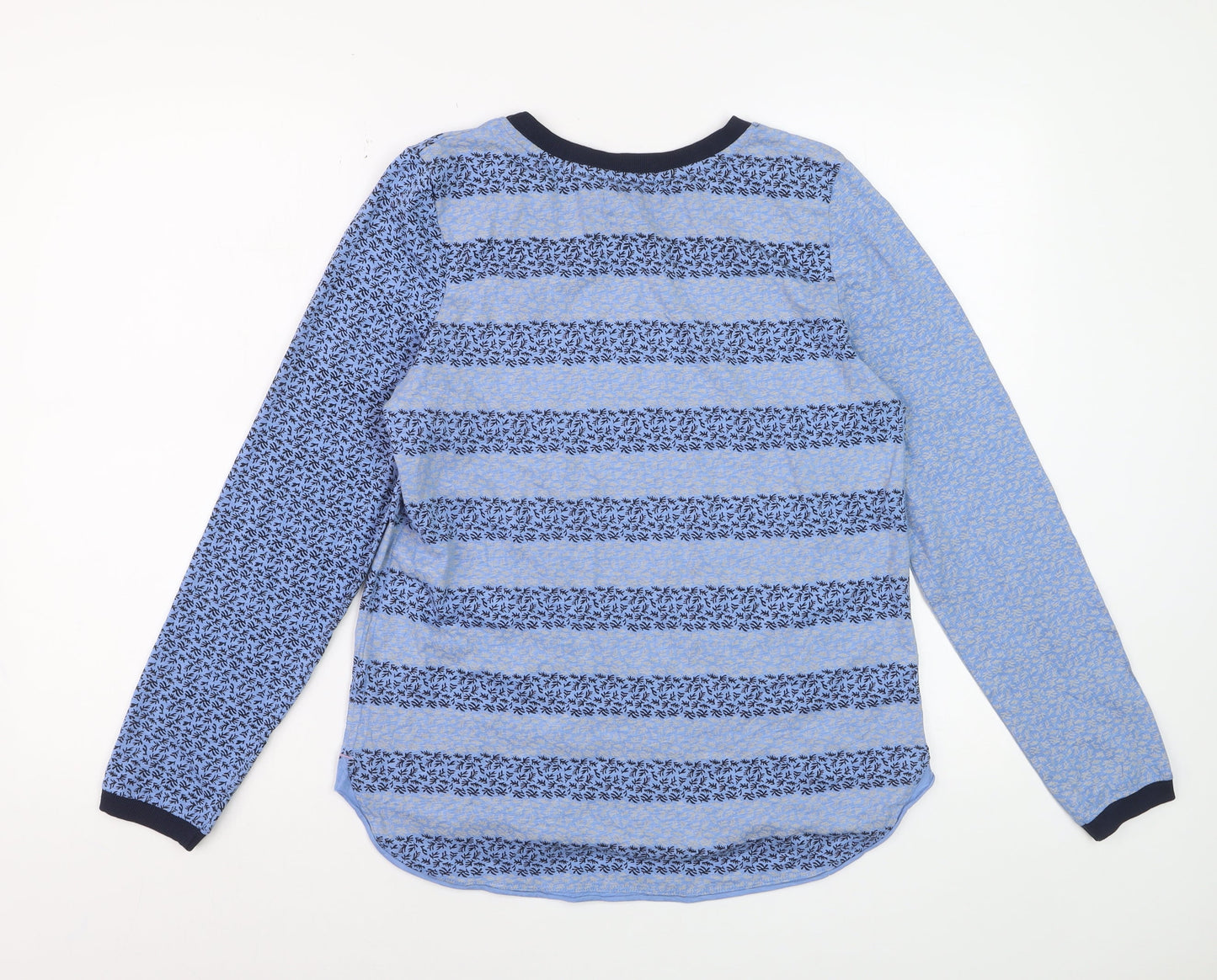 White Stuff Womens Blue Striped Long Sleeve Jersey T-Shirt Size 12