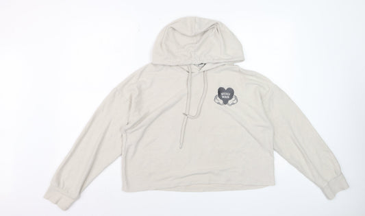 Disney Women Beige Mickey Mouse Hooded Pullover Hoodie Size M