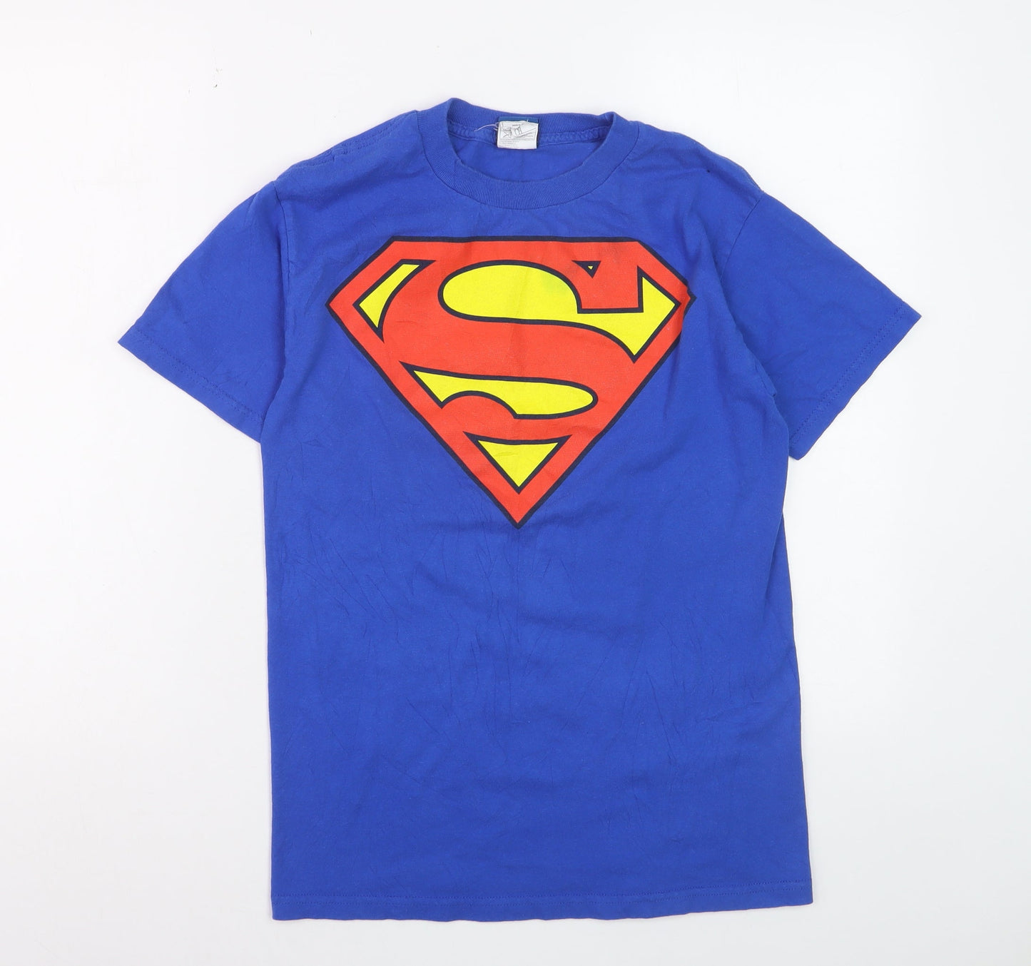 Superman Women’s Blue S Basic Crew Neck Cotton T-Shirt