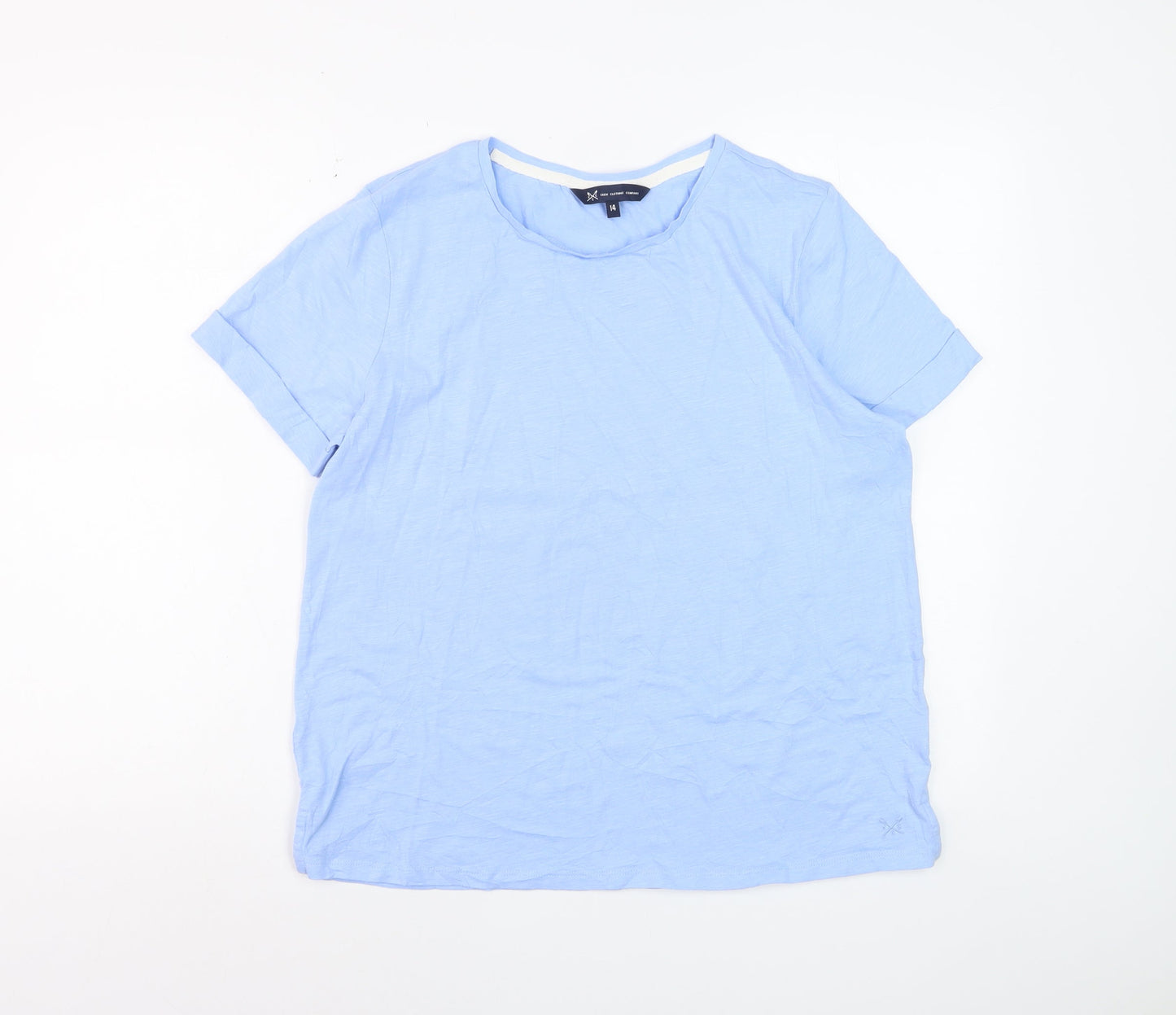 Crew Clothing Company Women Blue Size 14 Cotton T-Shirt