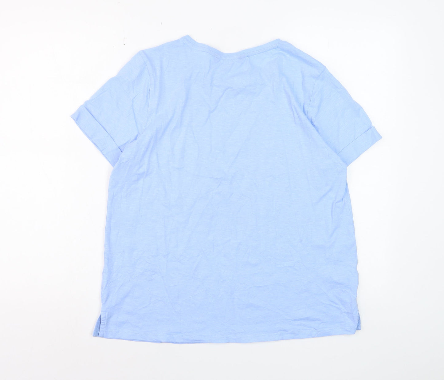 Crew Clothing Company Women Blue Size 14 Cotton T-Shirt