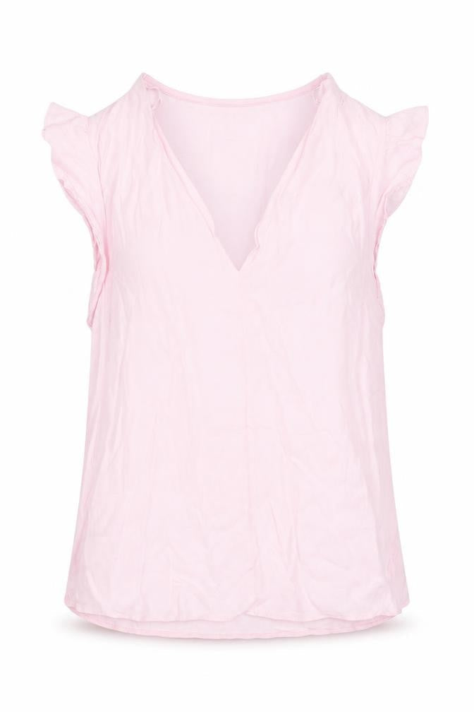 Monsoon Women Pink Sleeveless V-Neck Ruffle Camisole Blouse S